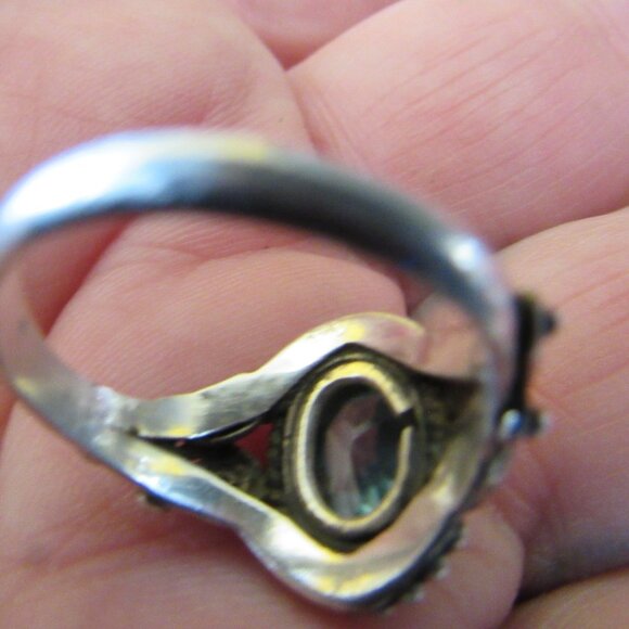 Vintage Aquamarine and Sterling Ring Size 6.25 - Picture 4 of 4